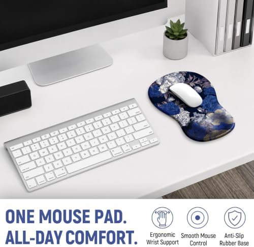 Ergonomic Mouse Pad with Wrist Rest, Gel Wrist Support, Indigo