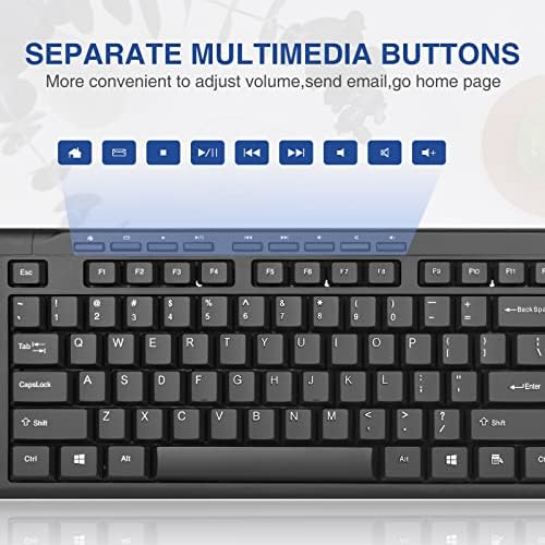 Rii RK907 Ultra-Slim Compact USB Wired Keyboard for MAC and PC-Black(10PCS)