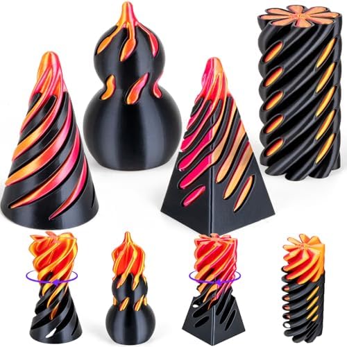 3D Printed Fidget Toys (4 Pack), Impossible Cone & Pyramid Spiral Toy, Optical Illusion Passthrough Desk Toys for Adults & Kids, Stress Relief Sensory Fidgets for Anxiety, Cool Office Gifts, 4PCS XL
