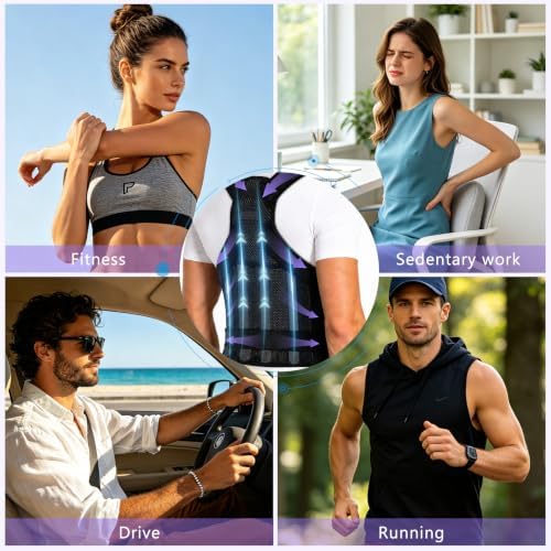 HZD Back Brace Posture Corrector for Women & Men, Adjustable Upper,Black-L