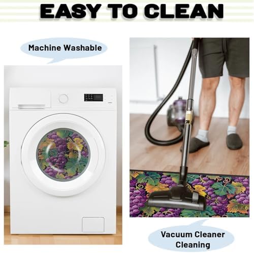 Kitchen Mats, Grape Print Kitchen Rugs, Cushioned Anti Fatigue Kitchen Mats, Non-Slip Standing Desk Mat, Absorbent Kitchen Rug for Floor, Kitchen, Office, Sink, 20"×39"