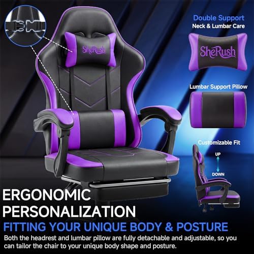 Ergonomic Gaming Chair with Footrest Video Game Chair Reclining