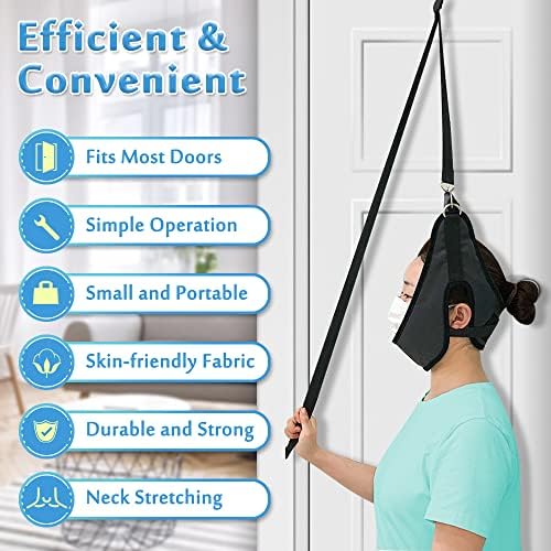 Cervical Neck Traction Device for Home Use Over The Door Hanger Unit Neck Stretcher Hammock for Pain Relief Spinal Decompression Devices Neck Sling Hanging Head Harness Physical Therapy for Men Women