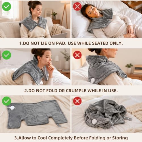LisaCool Heating Pad for Neck Shoulders Back,Lightweight Heat pad:24x20 in