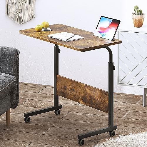 DlandHome 31.5 Inches Rolling Desk with Wheels Adjustable Height, Retro