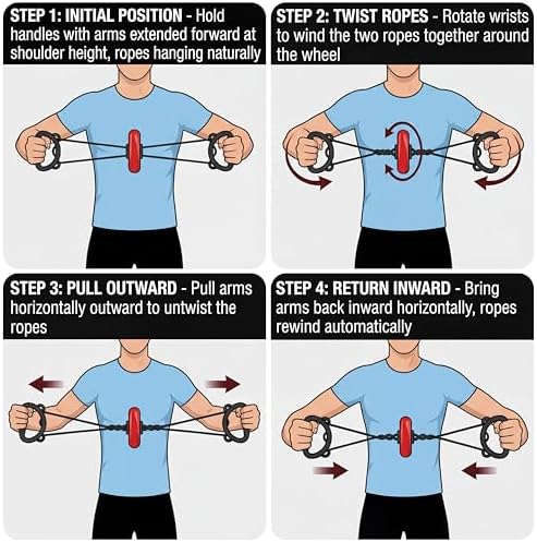 Fun Family Workout Challenges Portable Chest Exercises Trainer,Button-on-a-String Arm Resistance Bands,Chest Clip Muscle Expander,Twister Muscle Arm Strength&Biceps Trainer,Teen Gifts