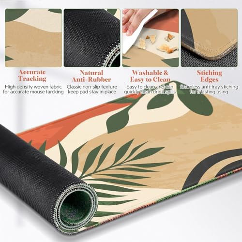 Gimars 4 in 1 Mouse Pad and Keyboard Wrist Rest Set, Large Mouse Pad with Memory Foam Wrist Support Pad for Desk with Coaster, Easy Typing Pain Relief, Gaming Office Home 31.5x12 in, Morandi Orange