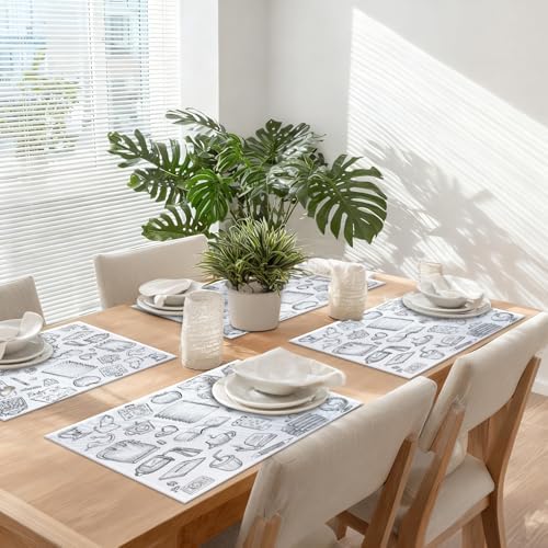 School Supplies Study Tools Linen Placemats, Educational Items Learning Materials Table Mats for Table Washable Heat Insulation Thick Dining Mat, Indoor/Outdoor 12X18 in 6 Pcs