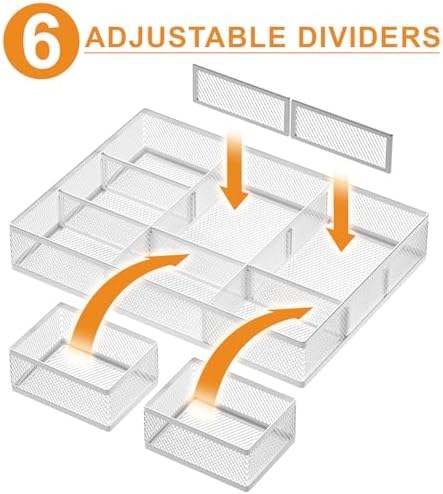 Marbrasse Mesh Desk Drawer Organizer Tray 3 Packs, White
