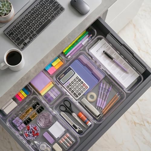 16 Pcs Extendable Clear Drawer Organizer|2-Size Expandable Drawer Dividers