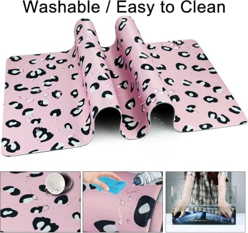 4 in 1 Mouse Pad Set with Wrist Rest for Keyboard,Desk Mat,Coaster-Pink