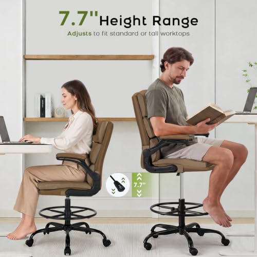 amseatec Drafting Chair, Tall Office Chair with Footrest for Standing Desk
