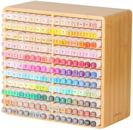 walowalo Markers Organizer Hold 176 Markers Birthday Gifts Bamboo Pen Holder Art Supply Pencil Alcohol Storage Organizer 22 Compartments All-in-One Marker Storage for Home Office Desk Classroom