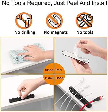 TviewSmart Cord Organizer for Desk, 5 Pack Cord Holders, Cable Clips, Black
