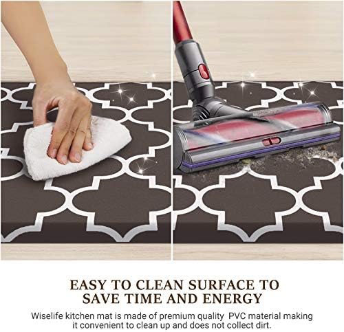 WISELIFE Kitchen Mat Cushioned Anti-Fatigue Rug, 17.3"x 39", Chocolate
