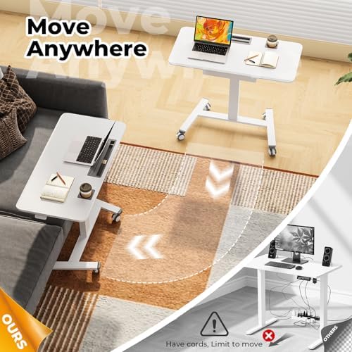 40"×20" Mobile Desk with Drawer, Rolling Desk with Storage