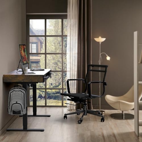 SHW 48-Inch Electric Height Adjustable Desk w/Keyboard Tray, Rustic Brown
