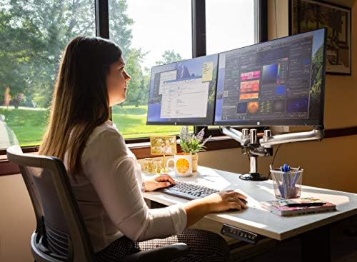 Ergotech Dual Freedom Arm, Includes Two Aluminum Articulating Arms, 8.4-17.8 lbs. Weight Capacity per Arm, Suitable for Monitors up to 27 inches, VESA Compatible 75×75, 100×100, Silver