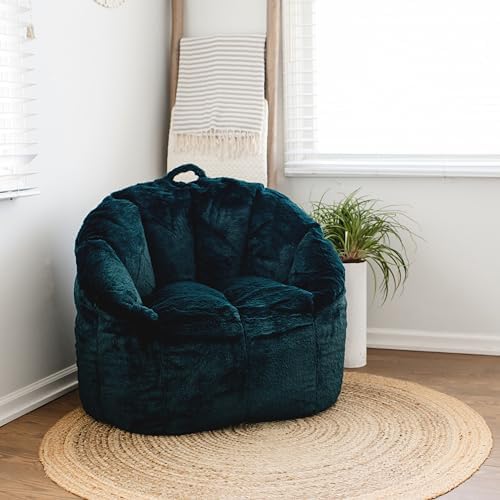 Big Joe Milano Bean Bag Chair for Kids, Teens, Adults, Ultra-Soft Emerald Plushie Polyester Blend, Lightweight Seat for Reading Nook and Gaming, 2.5 Foot Refillable