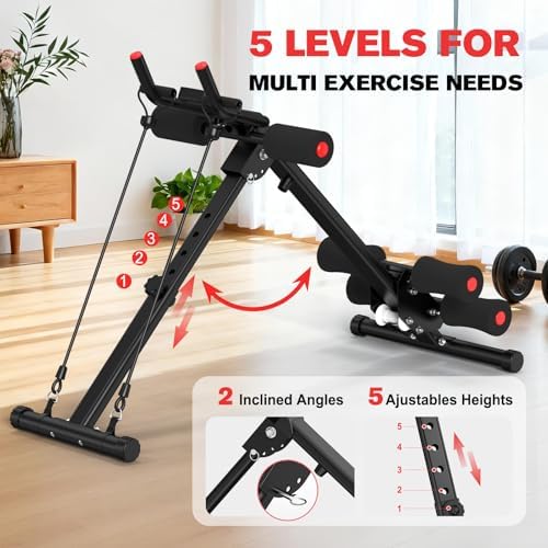 DERACY Ab Workout Machine Adjustable Ab Trainer Abdominal Trainer for Home Gym Foldable Ab Crunch Machine for Core 440 LBS