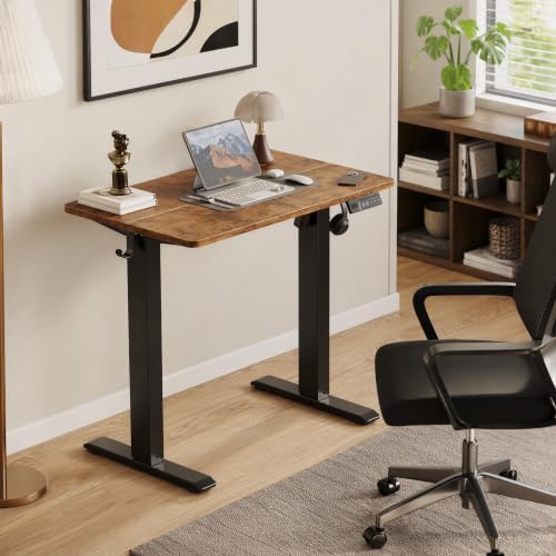 Claiks Electric Standing Desk 32x19 Inch Adjustable Desk, Rustic Brown