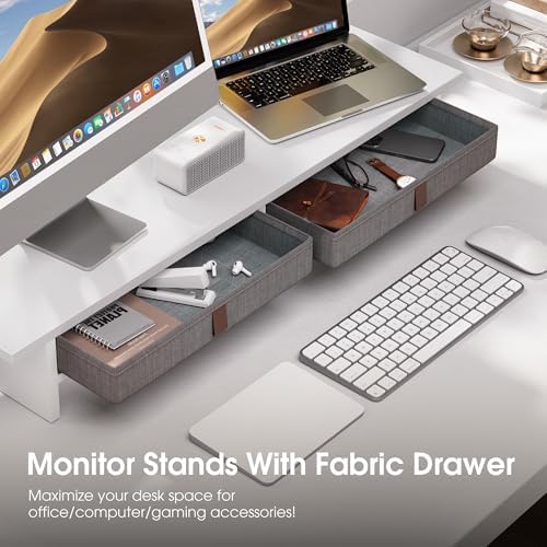 Fenge 35 Inch Monitor Stand with Drawer Storage, Computer Riser for Desk