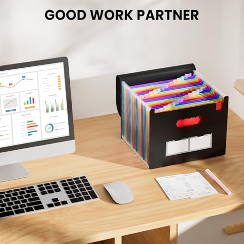 Sooez 24 Pockets Expanding File Folder, Accordion File Organizer, Letter/A4