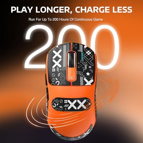 ATTACK SHARK X3 49g Ultra-Lightweight Wireless Gaming Mouse, Orange&Tape