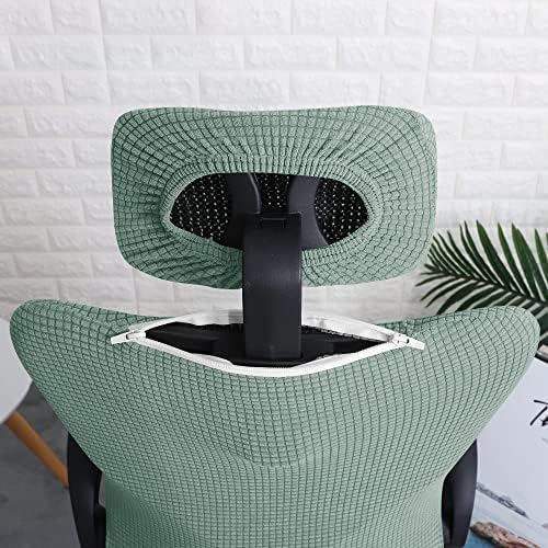 Ergonomic Office Chair Cover with Headrest Cover Green Water-Repellent Stretch 2-Piece Jacquard Office Desk Chair and Headrest Slipcover Cat Scratch Proof Washable