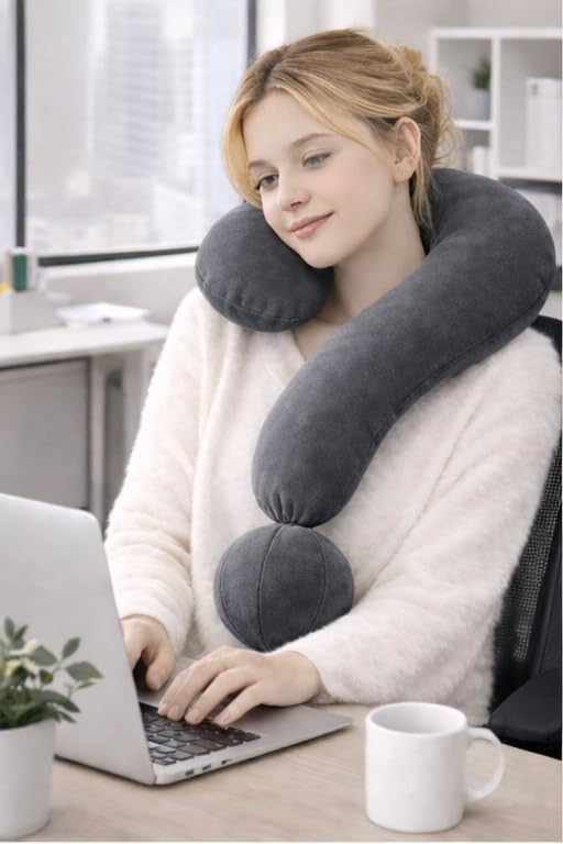 EVOLIVE Question Mark Neck Pillow 15"x24", Velvet Support (Dark Grey)