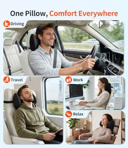 Car Headrest Pillow for Drivers: 100% Memory Foam