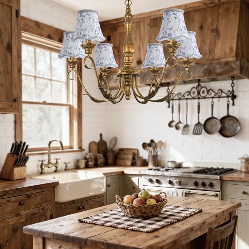 Fuloon Small Clip on Chandelier Lamp Shades, 6 Pack, Irises