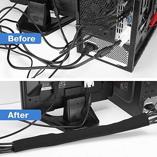 JOTO 4 Pack Cable Management Sleeve -Black, 2 Large