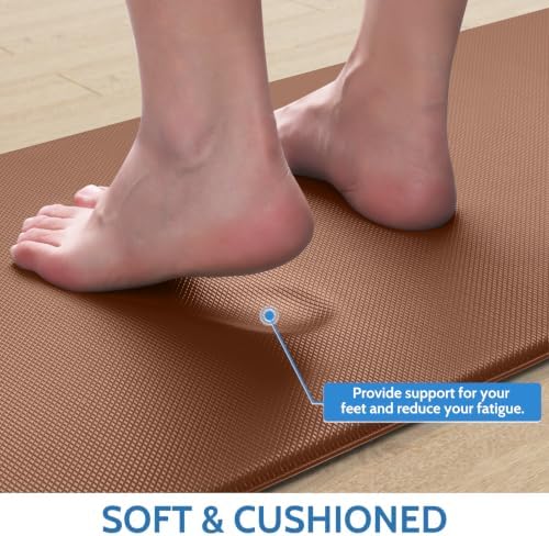 StepLively Kitchen Mat for Floor 2 PCS, Anti Fatigue Rugs, Terracotta Brown
