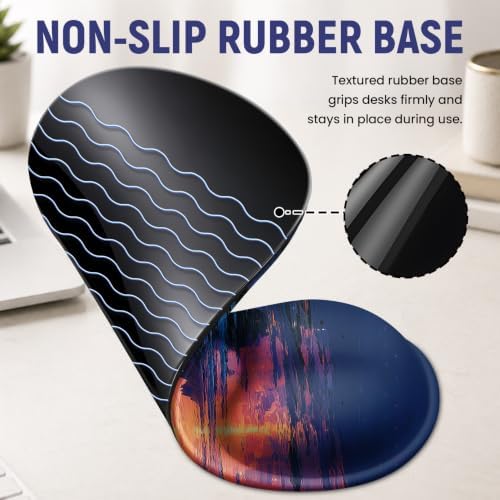 Ergonomic Mouse Pad with Wrist Rest, Gel Wrist Support, Sunrise
