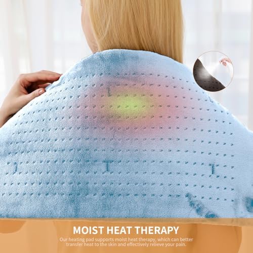 SAROO Massaging Weighted Heating Pad for Back Pain Relief,12"*24",Sky Blue