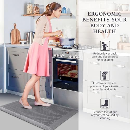 HappyTrends Kitchen Floor Mat - 4/5 Inch Thick Anti-Fatigue Kitchen Rug
