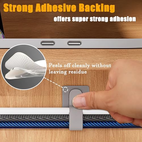 80PCS Hook and Loop Cable Straps, Cable Management Under Desk, Adhesive Cable Tie, Reusable Wire Organizer for Cords, Cord Management, Computer Accessories for Desk, Home Office Essentials,Black+White