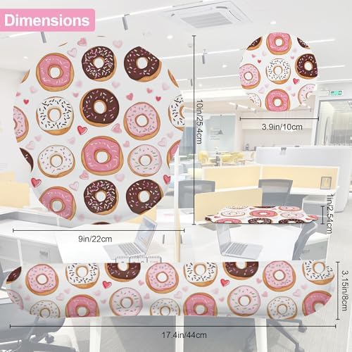 Cute Pink Donut Ergonomic Wrist Support Keyboard Mouse Wrist Rest Set, Computer Office Comfortable Wrist Rest for Mouse Easy Typing