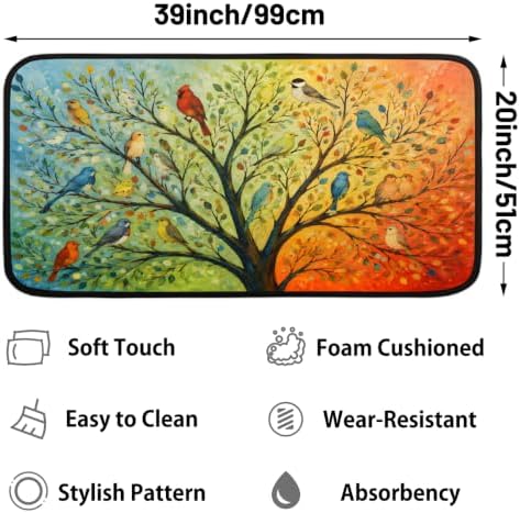 Bird Kitchen Mats Cushioned Anti Fatigue Kitchen Rugs Non-Slip B-5