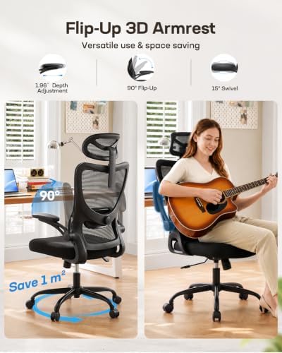 HUANUO Ergonomic Office Chair, High Back Computer Desk Chair with Adjustable Lumbar Support and Headrest, Comfy Gaming Chair with 3D Armrests, Home Office Rolling Chair, Max Load 300 lbs, Pack of 5