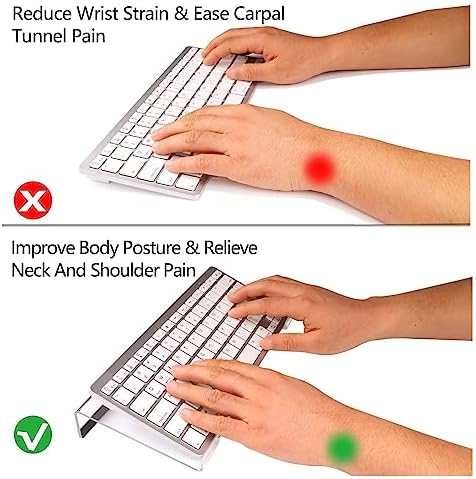 Egchi Small Computer Keyboard Stand, 11.8 x 5.1 Inch- Keyboard Tray for 78 Keys Keyboard, Acrylic Keyboard Riser Lift for Desk, keyboard Holder for Mini Computer Keyboard & Apple Magic Keyboard -Clear
