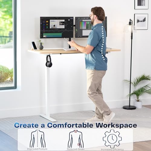 VIVO Light Wood 60 x 24 in Standing Desk, DESK-KIT-1W6C