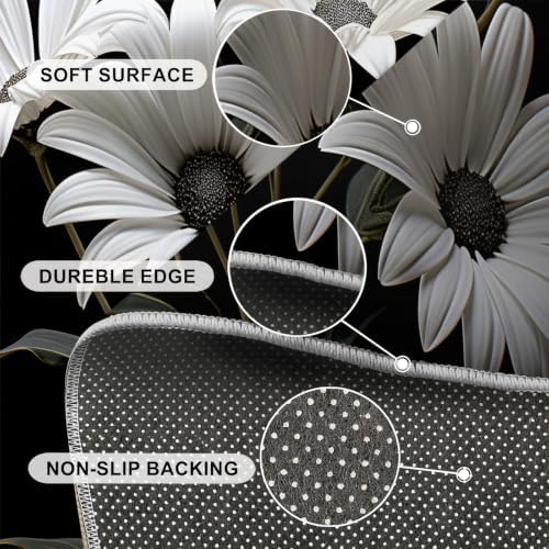 Floral Round Rug - 4ft Washable Abstract Floral Round Area Rug for Living Room, Modern Fashion Circle Rugs Soft Non-Slip Carpet for Bedroom Kitchen Dining Table Decor Mat