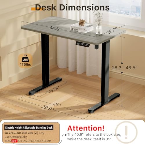JOY worker Electric Small Standing Desk, 35" Whole Piece Height Adjustable