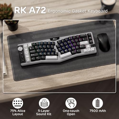 RK ROYAL KLUDGE A72 Alice Ergonomic Wireless Mechanical Keyboard,Split Ergo
