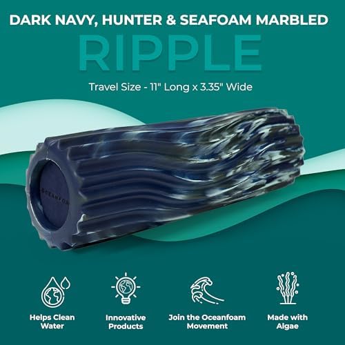 Oceanfoam Ripple Small Foam Roller (Dark Navy, Hunter & Seafoam Marbled)