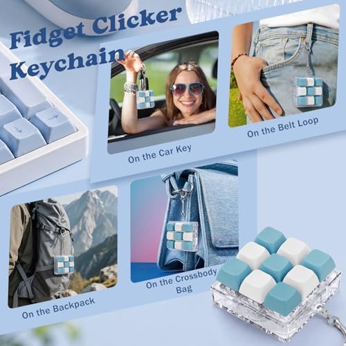 Keyboard Fidget Toy, Creamy Fidget Clicker Keyboard Fidget Keychain, Button Fidget Gifts for Adults, Boost Focus & Ease Anxiety Anywhere — Perfect Stress-Relief Gift (3×3 Grid Layout A-B)