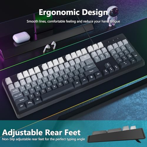 HUO JI Wired Gaming Keyboard with RGB LED Backlit, Floating Keys