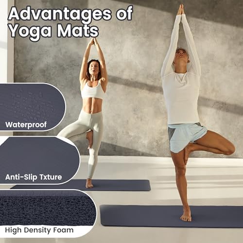 Fitvids 1/2-inch Thick High Density Exercise Yoga Mat with Carrying Strap